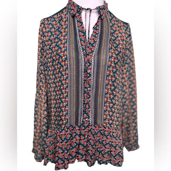 Anthropologie Maeve Janie Flounced Peasant Button Front Blouse Size 4 - Picture 7 of 11